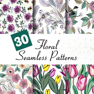 Floral Seamless Pattern, Flowers Seamless Pattern, Floral Prints, Flowers Background, Spring Digital Image, Floral Digital Image