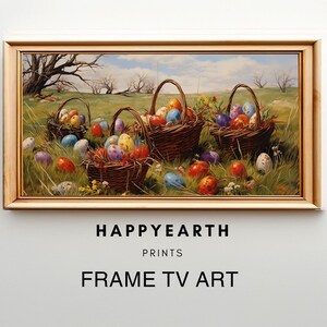 Easter Eggs Frame TV Art: Vintage Spring Landscape (Digital Download)
