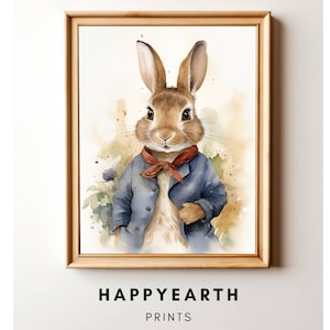 Beautiful Bunny Rabbit Print, Nursery Decor, Vintage Spring Printable, Farmhouse Easter Art Decor, Printable Wall Art