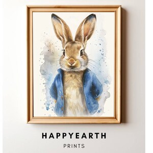 Easter Bunny Rabbit Print, Vintage Spring Printable, Farmhouse Easter Art Decor, Nursery Decor Printable Wall Art