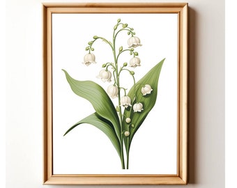 Lily of the Valley Botanical Print: Spring Floral Illustration (Digital Download)