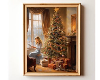 Vintage Christmas Tree Digital Print - Cottagecore Xmas Decor | Printable Wall Art & Christmas Poster