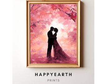 Vintage Valentine's Day Couple Art Print: Romantic Wall Decor (Digital Download)
