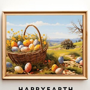 Baskets of Easter Eggs Vintage Spring Printable Farmhouse Easter Decor Easter Art Print Nursery Decor Printable wall art