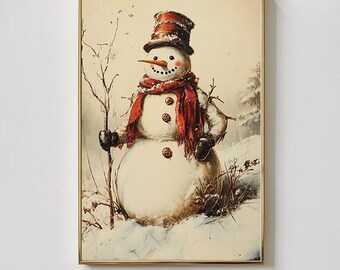 Vintage Snowman Print: Retro Christmas Wall Art (Digital Download)