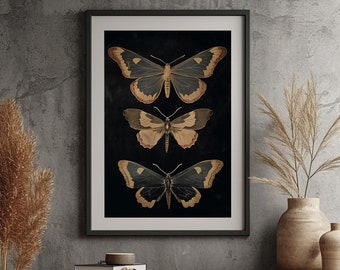 Vintage Butterfly Print: Dark Academia Gothic Insect Art