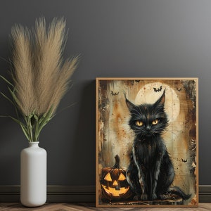 Black Cat Halloween Printable - Dark Academia &amp; Wicca Art | Black Cat ...