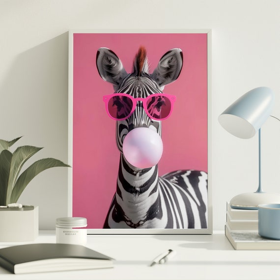 Bubblegum Pink Zebra Print: Whimsical Animal Art (digital Download