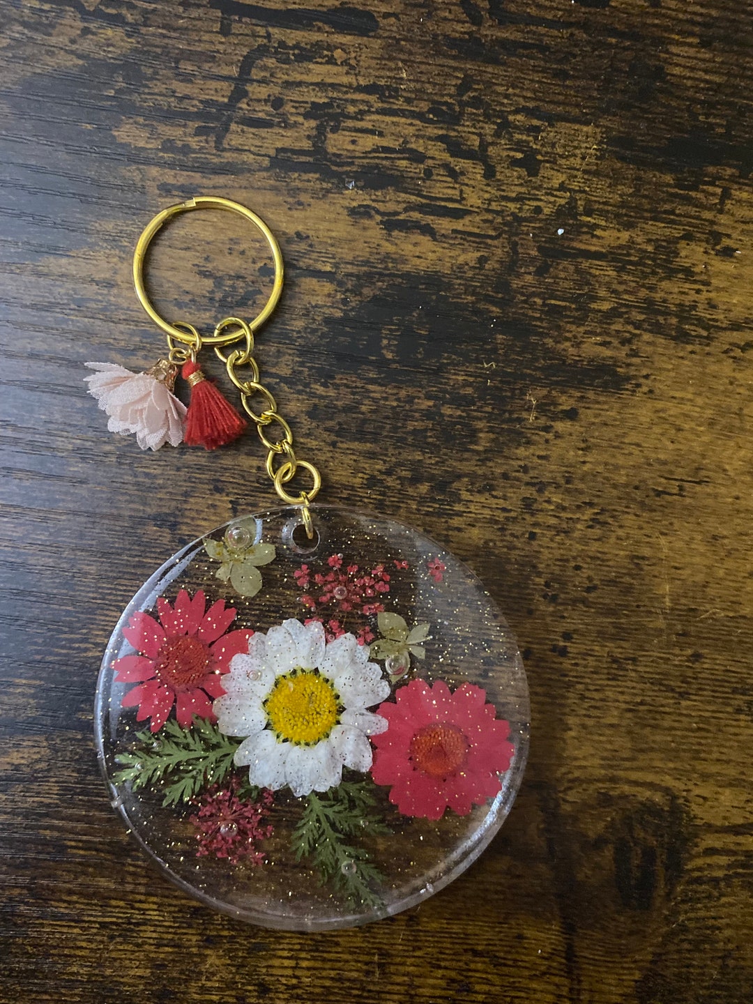 Dried Flower Keychain Etsy