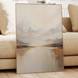 Arte sereno del amanecer / Decoración serena de la sala de estar / Pintura acrílica suave / Arte del paisaje nórdico / Idea de regalo calmante / Descarga instantánea