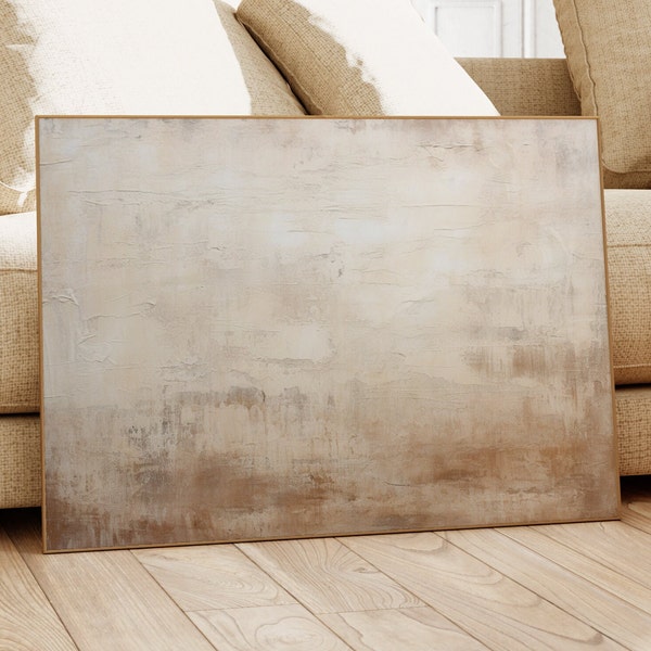 Beige Dreamscape Art | Living Room Mural | Large Canvas Art | Rustic Texture | Beige and Brown Artwork | Affordable Décor | Instant Download