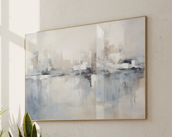 Abstract Cityscape Art Print | Beige, Gray, and Blue (Instant Download)