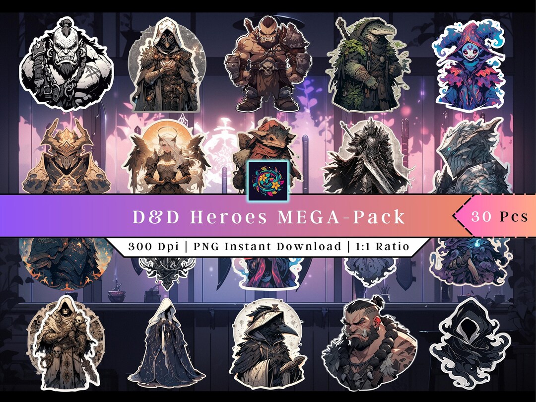 D&amp;D Heroes Pack | Clip Art | Printable Stickers | Fantasy PNG ...