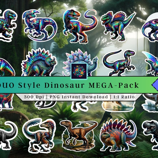 Dinosaur pack | Clip Art | Printable Stickers | PNG | Hyper realistic Stickers | Vinyl | Holographic Decals