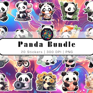 Design bonito de adesivos de panda | Clip-Art | Adesivos para impressão | Panda PNG | adesivos de panda | Adesivos Digitais | Arquivo PNG | Arquivo PNG de adesivo