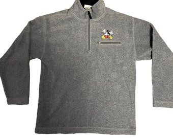 Vintage Disneyland Mickey Mouse Embroidered Zip Fleece Sweatshirt Size Small