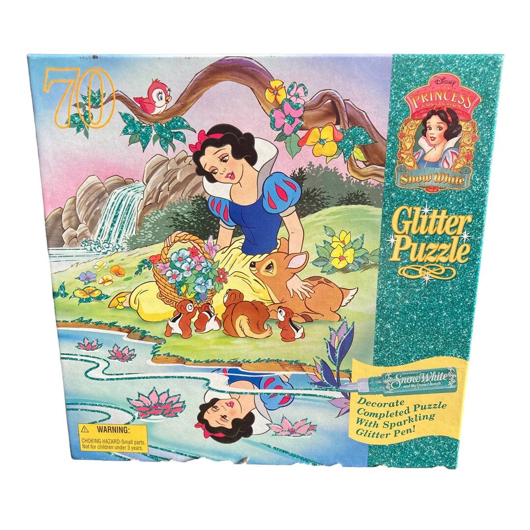 Vintage Snow White and the Seven Dwarfs Glitter Puzzle 70 Pieces Sealed ...