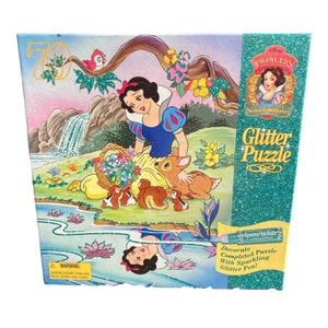 Vintage Snow White and the Seven Dwarfs Glitter Puzzle 70 Pieces Sealed