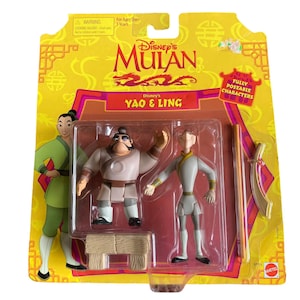 Vintage 1998 Disney Mulan Yao & Ling Action Figures Sealed