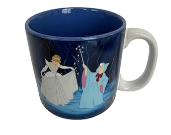 Vintage Disney 90's Cinderella Fairy Godmother Blue Ceramic Mug