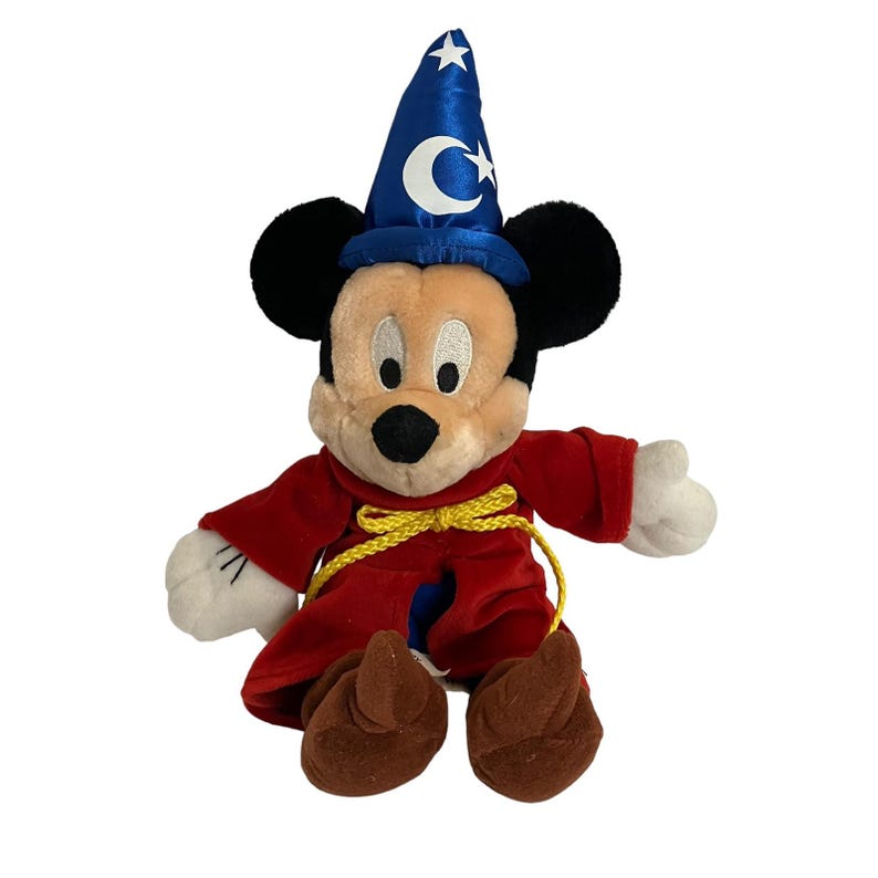Vintage 1990's Disney Sorcerer Mickey Mouse Fantasia Bean Plush image 1