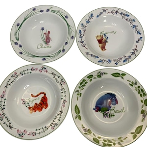 Disney Pooh Herb Soup Bowls Set of Four