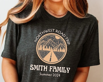 Chemises de vacances en montagne personnalisées, chemises de voyage en famille, t-shirts de vacances en famille assortis, chemises de voyage personnalisées pour filles, t-shirts Roadtrip