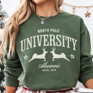 North Pole University Christmas Sweatshirt: Holiday Crewneck Jumper