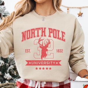 North Pole University Christmas Sweatshirt: Holiday Crewneck Pullover