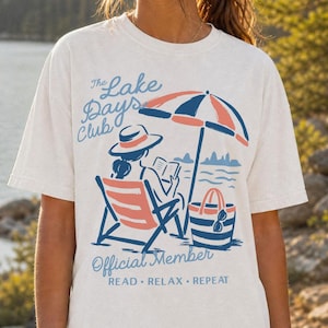 Lake Days Club Shirt, Lake Lover Comfort Colors Tee, Reading at the Lake Shirt, Summer Vacation Shirt, Lake House Gift, Beach Reader Tee