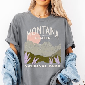 Gletscher-Nationalpark Shirt, Nationalpark-Grafik-T-Shirt, Nationalpark-Komfortfarben-T-Shirt, Wandergeschenke, übergroßes grafisches T-Shirt