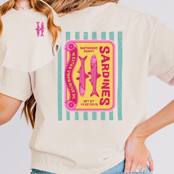 Sardines Graphic Crop Tee: Comfort Colors Coastal T-Shirt