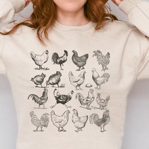 Vintage Chickens Sweatshirt: Farmhouse Style Crewneck