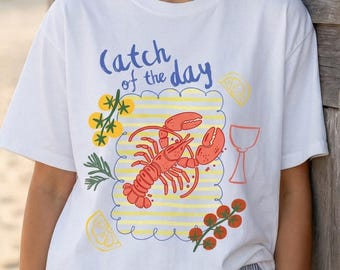 Camiseta con estampado de langosta: Camiseta de mariscos costeros de Comfort Colors