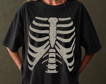 Skeleton Ribcage Comfort Colors Shirt: Spooky Halloween Tee