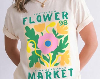 Amsterdam Flower Market Shirt, Bloemenmarkt Floral T-shirt, Comfort Colors® Graphic Tee