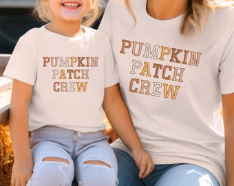 Kürbis Aufnäher Crew Shirts, Herbst Familie passende Shirts, Gruppe Kürbis T-Shirts, niedliche Kleinkind Kürbis Patch T-Shirts, Mama und ich Shirts für den Herbst
