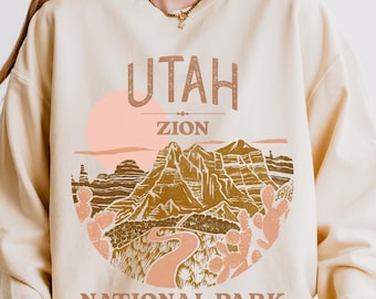 Moletom do Parque Nacional de Zion: Blusa de moletom leve e confortável com gola redonda.