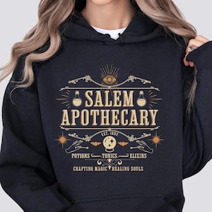 Salem Apothecary Hoodie, Witchy Sweatshirt, Oversized Halloween Hooded Sweatshirt, Vintage Style Halloween Hoodie, 1692 Shirt