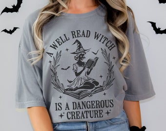 Bookish Halloween T-shirt: Well Read Witch Comfort Colors Tee