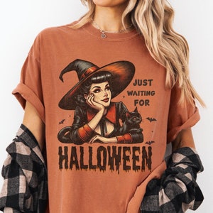 Waiting for Halloween Shirt, Funny Halloween Tee, Comfort Colors® Fall Shirt, Witchy Shirt, Funny Halloween Witch T-Shirt, Adult Humor Tee