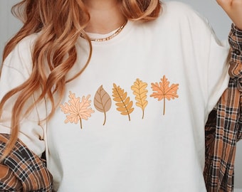 Fall Leaves Comfort Colors Shirt: Oversized Thanksgiving Tee