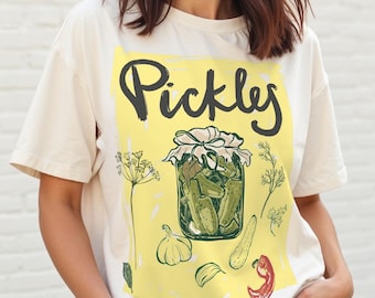 Pickle Graphic T-shirt: Komfortfärgad t-shirt, sommartopp för matälskare