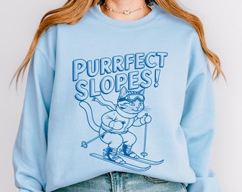 Lustiges Katzen-Ski-Sweatshirt: Perfekter Winterpullover für die Piste