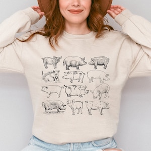 Vintage Pig Sweatshirt, Gift For Farmer, Western Lover Sweatshirt, Farm Sweatshirt, Pig Lover Gift, Barnyard Sweatshirt