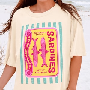 Vintage Sardines Graphic Tee: Retro Coastal Comfort Colors Shirt