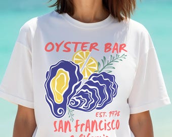 Camiseta gráfica Oyster Bar: Camisa costeira Comfort Colors