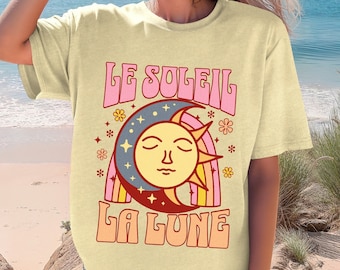 Comfort Colors Sun and Moon Shirt: Vintage Boho Graphic Tee