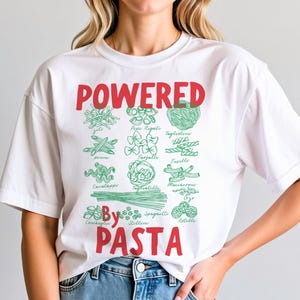 Powered by Pasta Comfort Colors Shirt: Funny Italian Foodie Tee