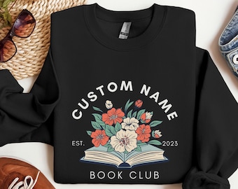 Sudadera personalizada del club de lectura, diseño de libro en flor